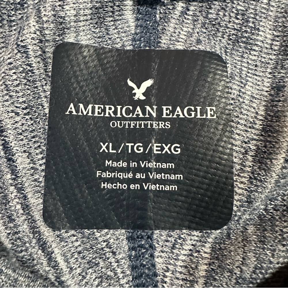 American Eagle Outfitters Mens XL Heather Blue Henley Long Sleeve Shirt - Picture 3 of 7